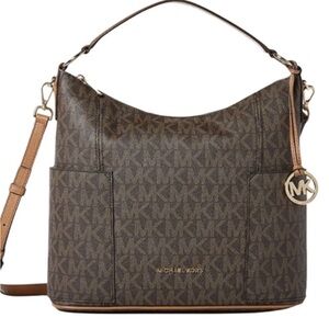 Michael Kors Anita Large Brown Convertible Shoulder Crossbody Bag with dust bag.